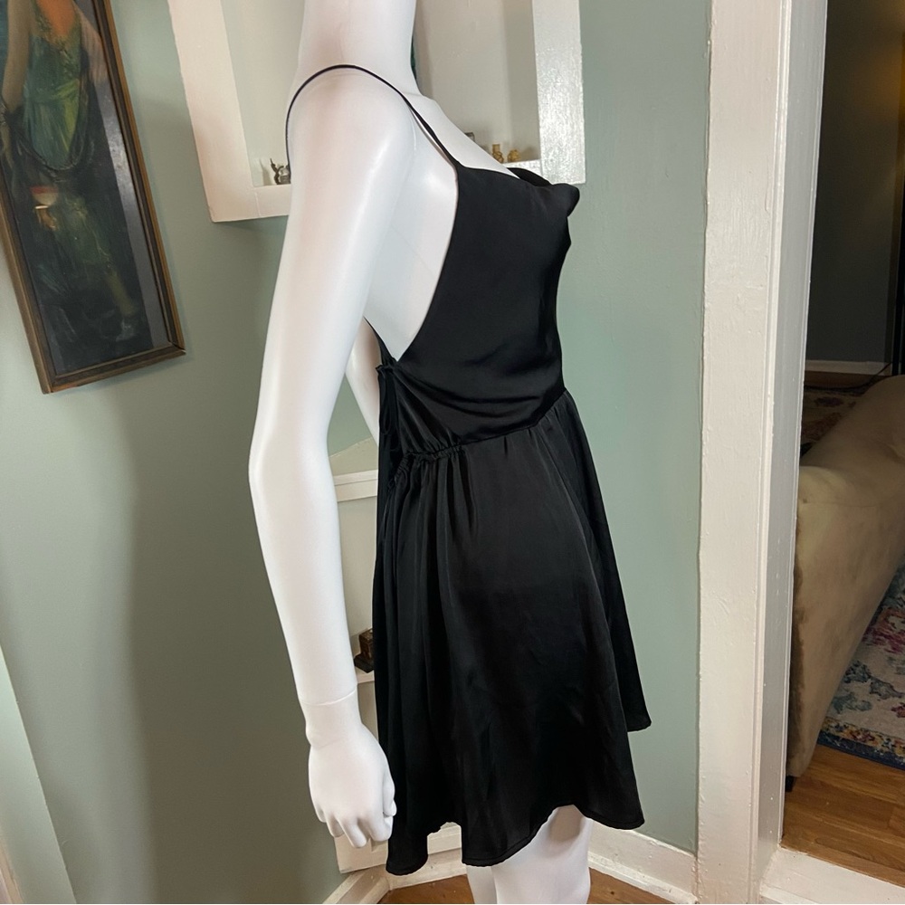 Intimately Free People Strappy Backless Lace Up Satin Black Mini Slip Dress S - Picture 8 of 14